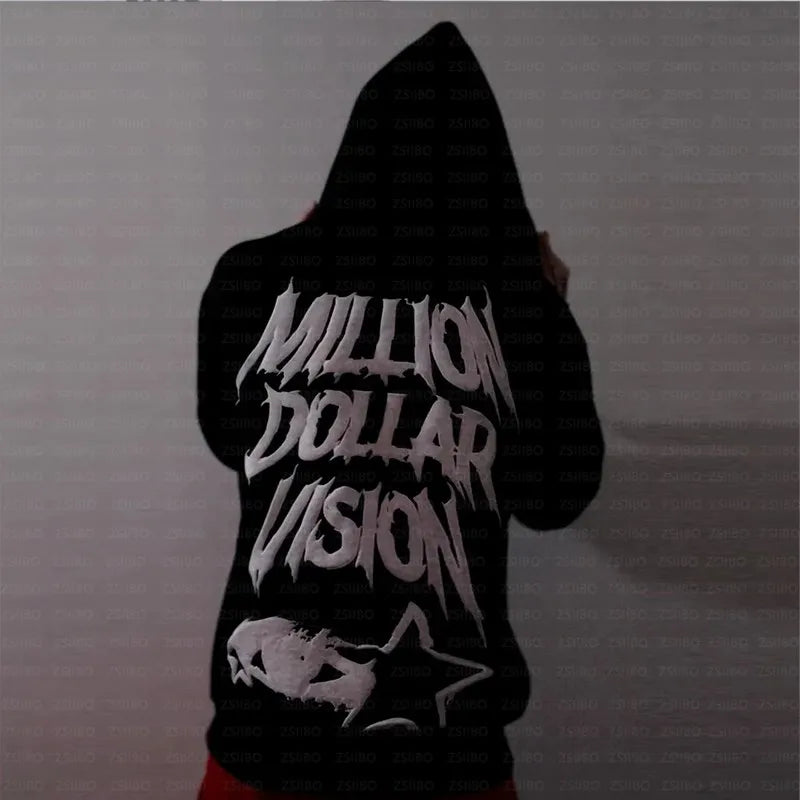 Sweat à capuche zippé Y2K "Money Culture"